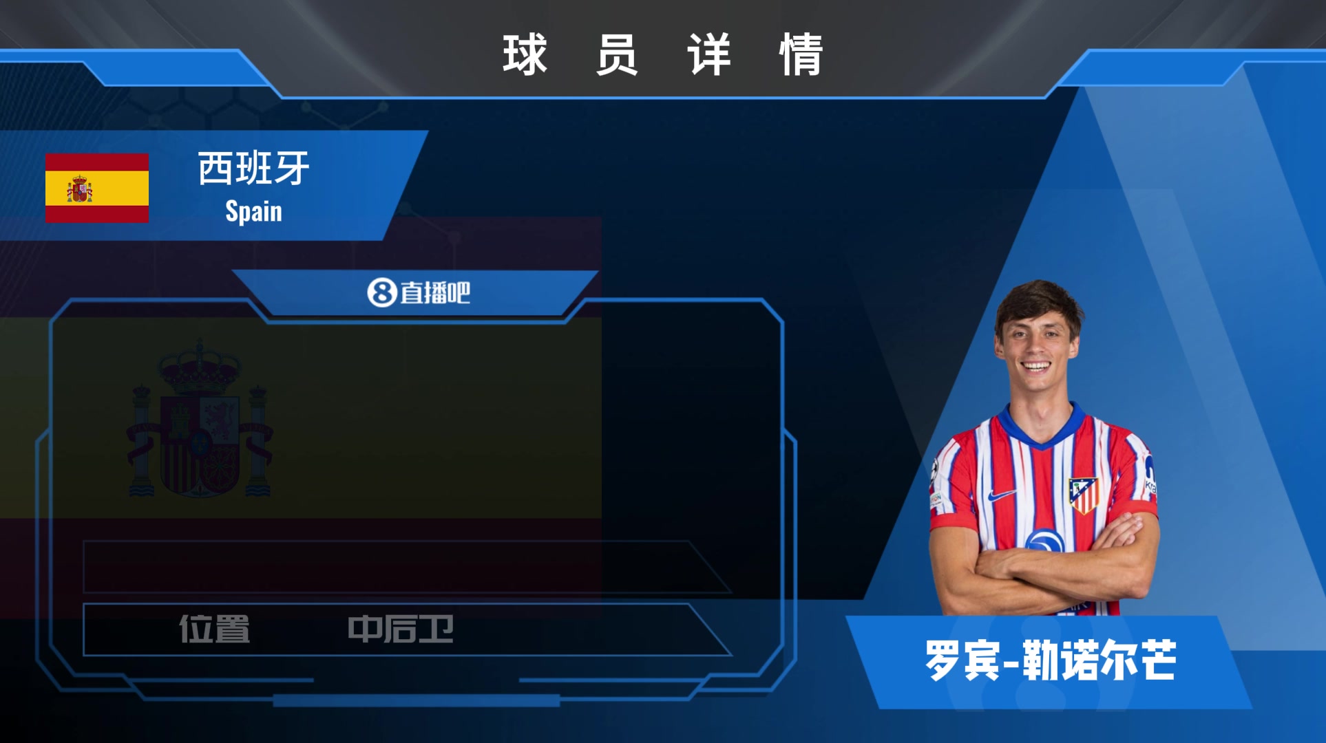 球员集锦西班牙国家队常客勒诺尔芒高空争顶猛防守侵略性强